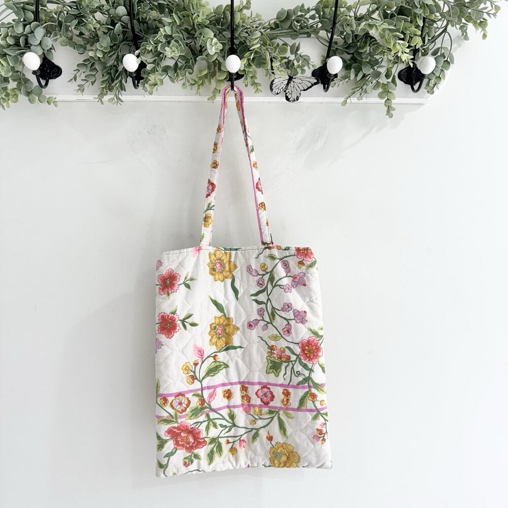 Handmade Quilted Floral Cottage Core Whimsy Tote Bookbag